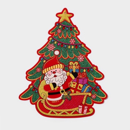 Decorative sticker "Grandfather Frost and Christmas tree" 23x21 cm-1