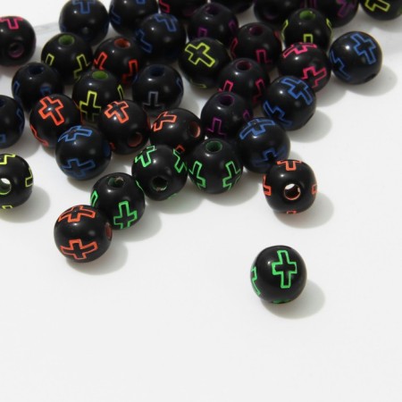 Acrylic bead "Cross", ball d = 8 mm, set 10 g, color bright mix-1
