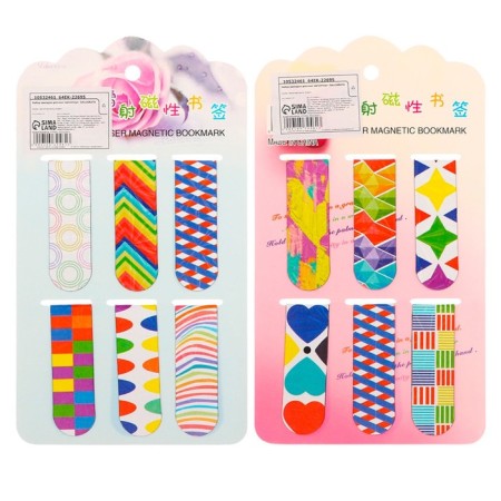 A set of magnetic bookmarks for books 6 pieces abstraction 60*19mm mix Calligrata-2