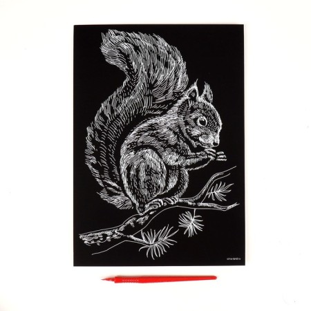 Squirrel engraving with a metallic effect "Gold" A4-2