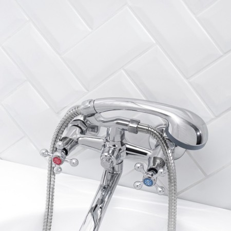 Bath mixer "RMS" SL71-143P, pour 300 mm, shower set, zinc, chromium-2