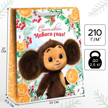 New Year. Gift package, 23x27x11.5 cm, packaging, Cheburashka