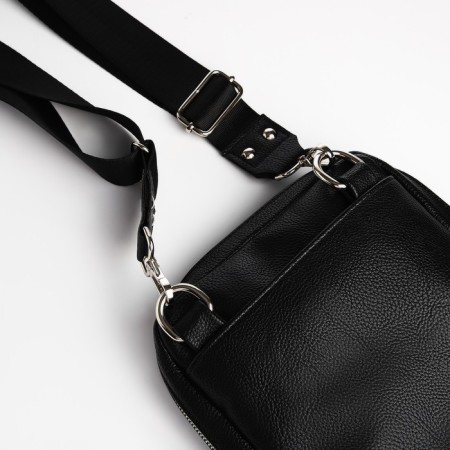 Male bag over the shoulder, Textura, artificial leather, black color-4