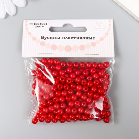 Set of beads "needlework" plastic, diameter 6 mm, 25 g, scarlet-2