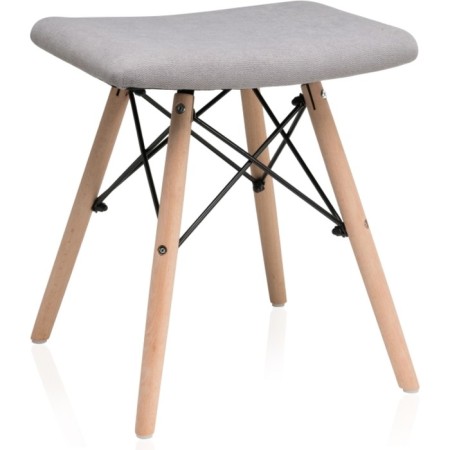 Stool Ben array of beech/metal/fabric, natural/gray 40x40x44 cm-8