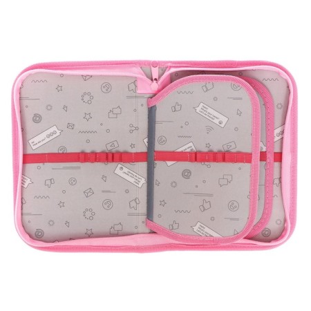 Penal 3 sections, tab inside, 140 x 210 x 40 mm, fabric, calligrata top block "flamingos"-5