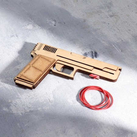 Souvenir wooden pistol elaborate TT, shoots with elastic bands