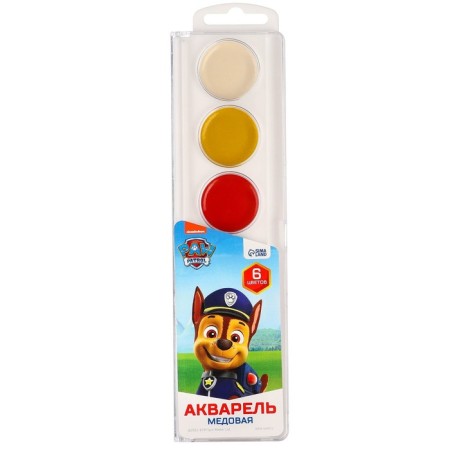 Watercolor paints, 6 colors, without brush, puppy patrol-1