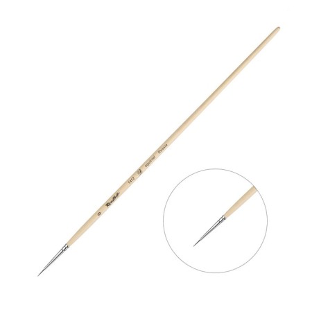 Squirrel brush round, rubloff series 1412 No. 0, the handle elongated is saturated with varnish, white clip