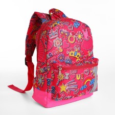 Baby backpack with zipper, external pocket, reflective strip, pink color