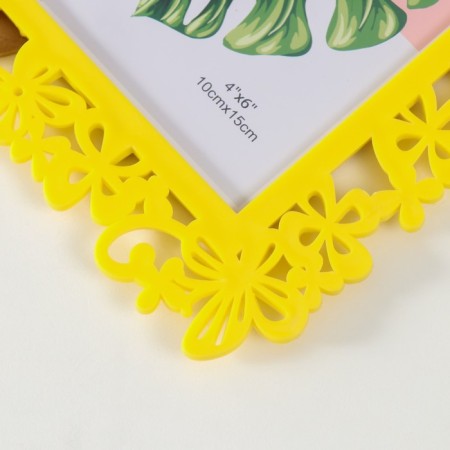 Photo frame plastic 10x15 cm "butterflies" yellow 20.5x15.5 cm-2