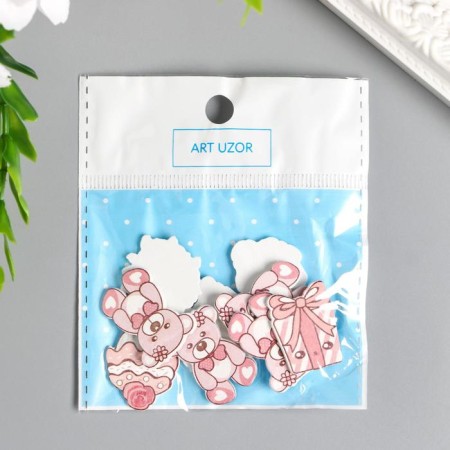 Decor for creativity Tree "Bear with Gifts" set 10 pcs mix 2.4x1.7 cm-4