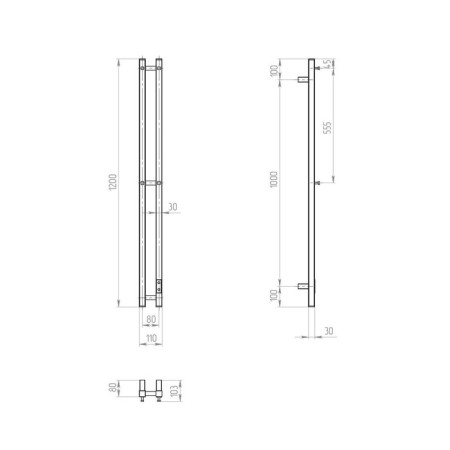 Electric towel "Dvin" X-2 Plaza Neo, 1200x80 mm, dimmer, satin-3