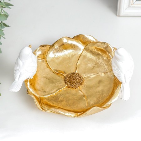 Souvenir Polystone stand "White Vorozhushki on a gold flower" 9.5x18x20 cm-2