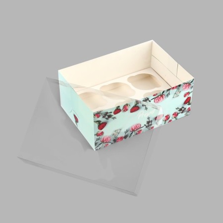 Capcake box, confectionery packaging, 6 Present cells, 23 x 16 x 10 cm-3