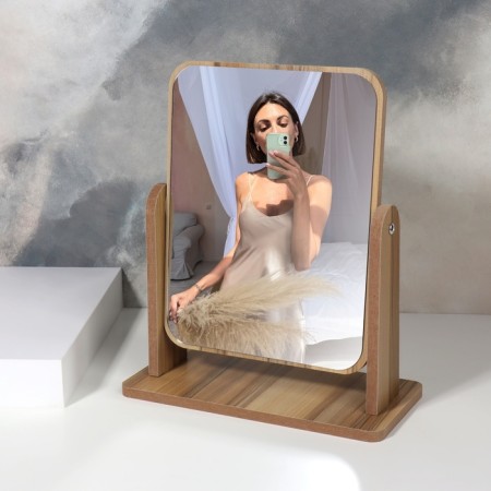 Bamboo desktop mirror, mirror surface 15.7 x 20.5 cm, beige color-2