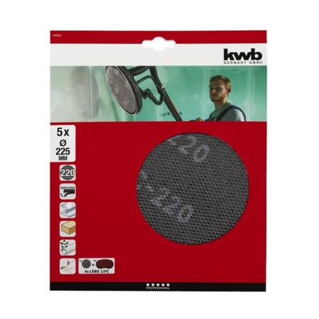 Ground grinder KWB for eccentric grinder, d = 225 mm, K220, silicon carbide, 5 pcs 70627-1