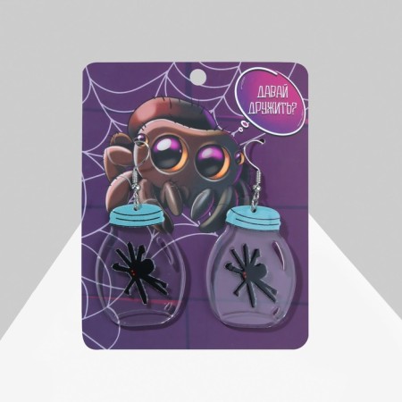 Acryl Earrings "Spiders" in banks, the color of black and blue in silver-1