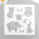 Plastic stencil "Animals Origami" 15x15 cm