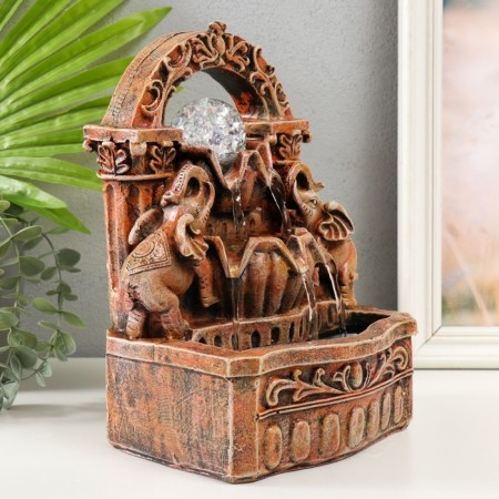 The desktop fountain from the network, the backlight "Two elephants under the arch" 19x14x26 cm-1
