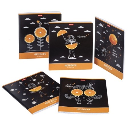 Notebook 48 sheets of the cell "Orange Dreams", the cover coated cardboard, selective matte varnish, unit 65 g/m2, 5v mix-6