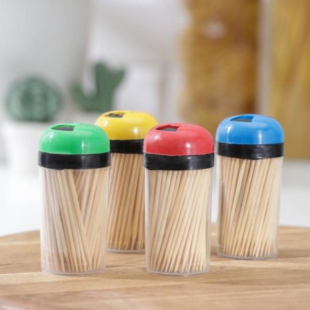 Dilan toothpicks, 140-150 pcs, in a plastic jar, color mix