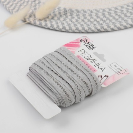Decorative elastic band, 13 mm, 10 ± 1 m, gray color-1