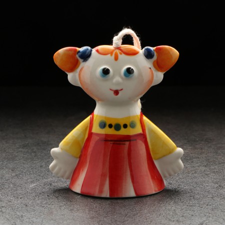 Porcelain bell "Girl", copyright painting, 9 cm