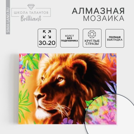 Diamond mosaic with full filling on the canvas "Leo", 20 x 30 cm