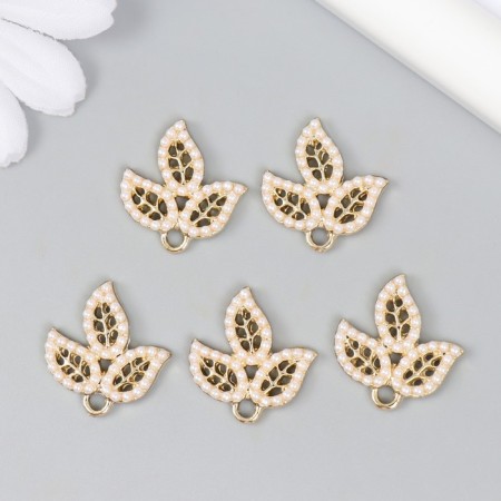 Decor for creativity Metal "Three leaves" of pearls, gold 0.2x1.8x2 cm-2