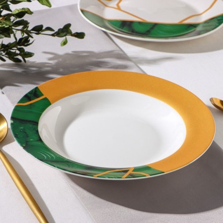 Porcelain Porcelain Deep shade "Malachite box", 340 ml, D = 20 cm