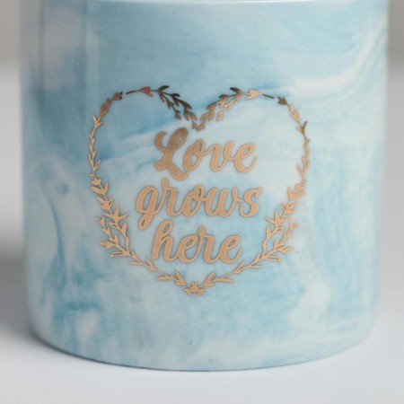 Kashpo ceramic with embossing, pot “Grow”, 8 x 7.5 cm-5