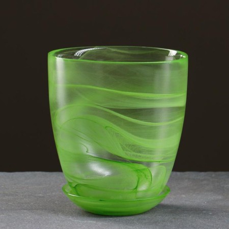 Flower pot with the pallet "Harmony", green 2 l