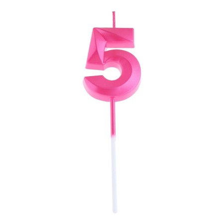 Candle in the cake on the ships "Fine", the number "5", 5 cm, pink-2
