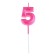 Candle in the cake on the ships "Fine", the number "5", 5 cm, pink