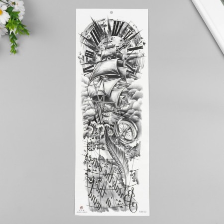Tattoo on the body black "travel map" 48x17 cm