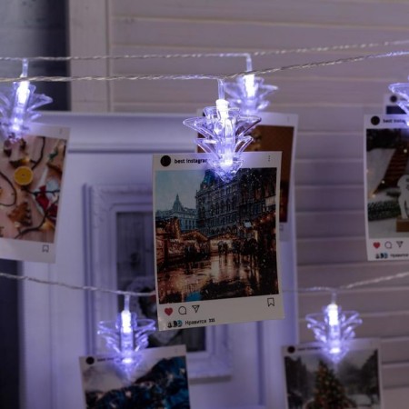 Garland “thread” 4.5 m with nozzles “clothespins”, IP20, transparent thread, 20 LED, white glow, 220 V-2