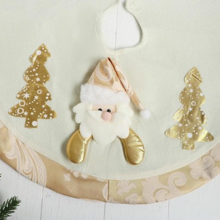 Polyanka under the Christmas tree "Santa Claus and Christmas trees" D-58 cm, white-golden-2