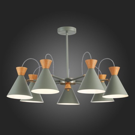 Ceiling EVOLUCE lamp. Sle125112-07. Modica. 7x40 watts, E14, 75x75x45 cm, gray color, golden-2