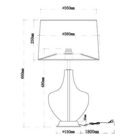 Decorative table lamp Arte Lamp Sheratan A5052LT-1CC, E27, 60 W, 38x38x65 cm, multi-colored-2