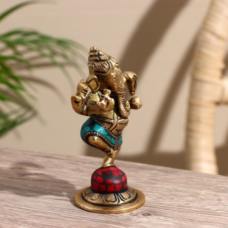 Souvenir "Ganesha" Brass, stone 10 cm-2