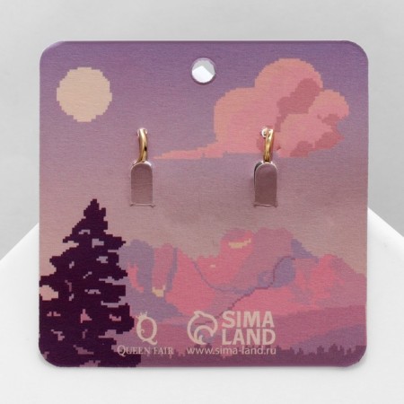 Earms enamel "Art" heart, pink color in gold-2