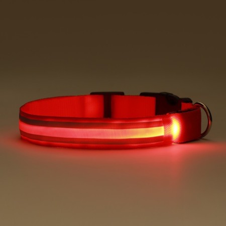 Collar with backlight double strip size L, Osh 45-52 x 2.5 cm, 3 glow modes red-3