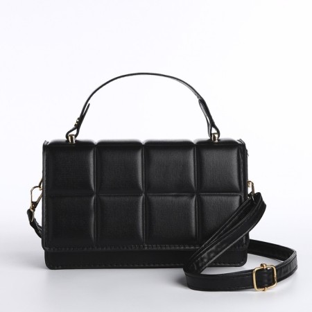 Women's bag on a valve, with a wallet, 20x12x7 cm, black color-4