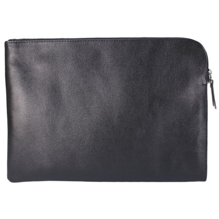Men's folder on a zipper, 1 compartment genuine leather, black color