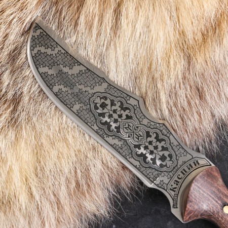 Caucasian knife, tourist "Caspian" with scabbard, steel - 40x13, handle - nut, 13.5 cm-2