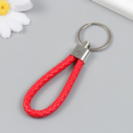 Keychain metal to the leatherette "strap" red 10x4 cm-1