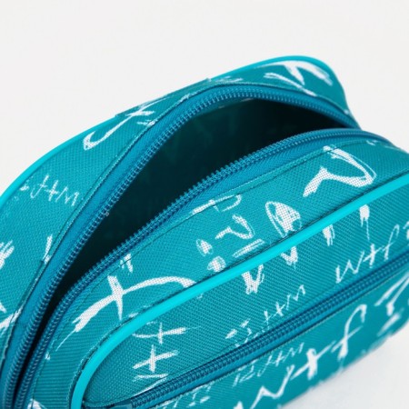 Lightning cosmetic bag, external pocket, turquoise color-2