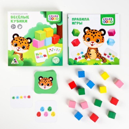 Board game "Funny Cubes" with wooden investments-1