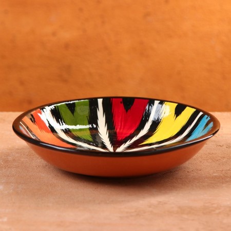The plate of Rishtan ceramics "Atlas", multi -colored, deep, 20 cm-6